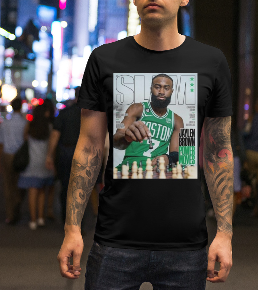 Slam Magazine Jaylen Brown Power Moves Chess Mastery Celtics Basketball Star T-Shirt