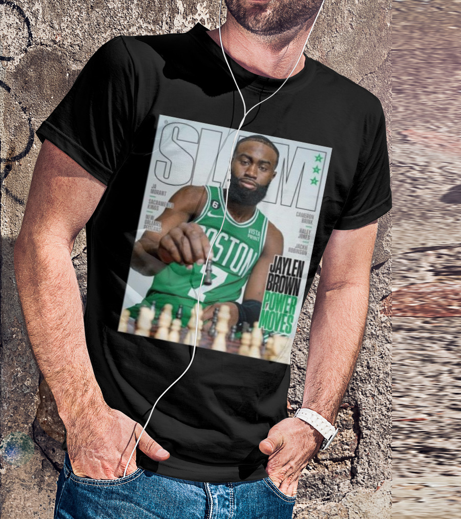Slam Magazine Jaylen Brown Power Moves Chess Mastery Celtics Basketball Star T-Shirt
