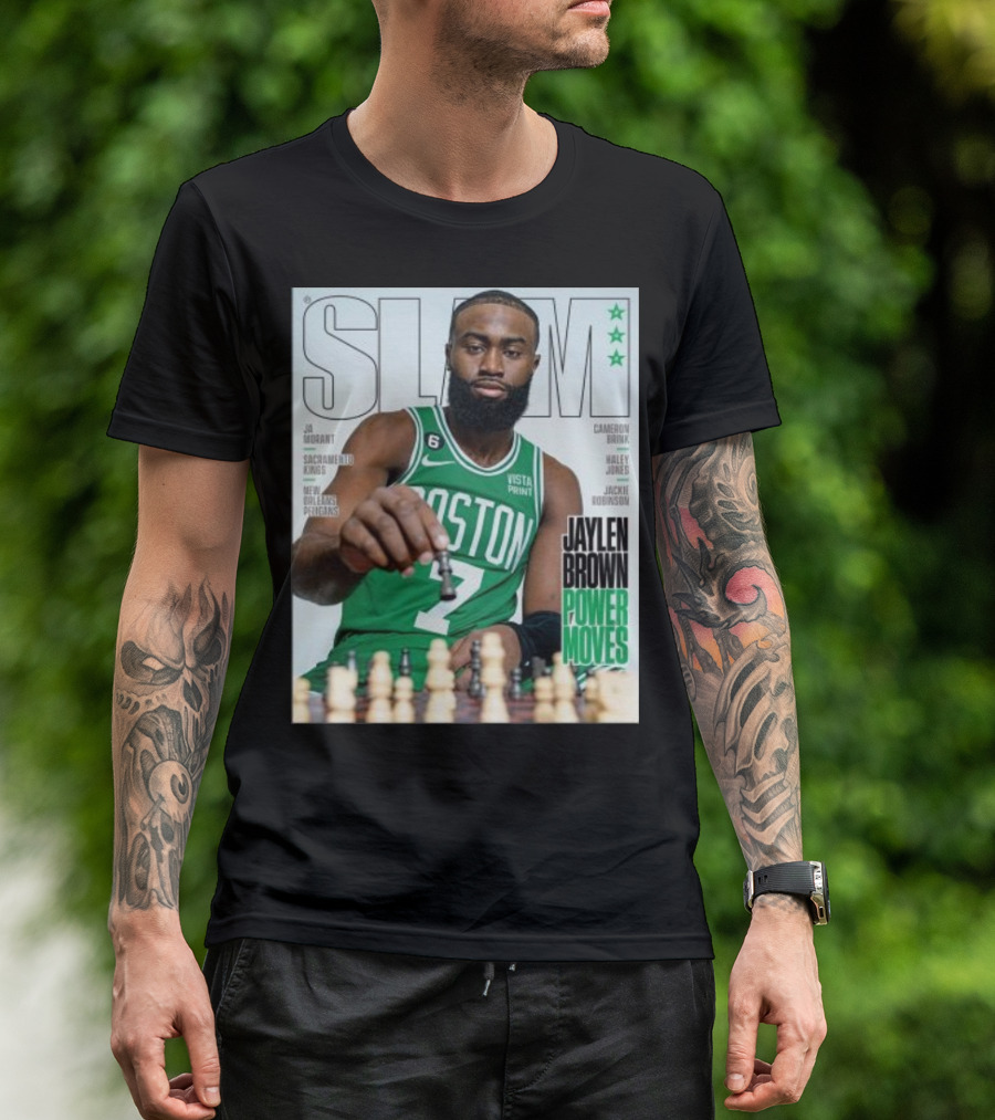 Slam Magazine Jaylen Brown Power Moves Chess Mastery Celtics Basketball Star T-Shirt