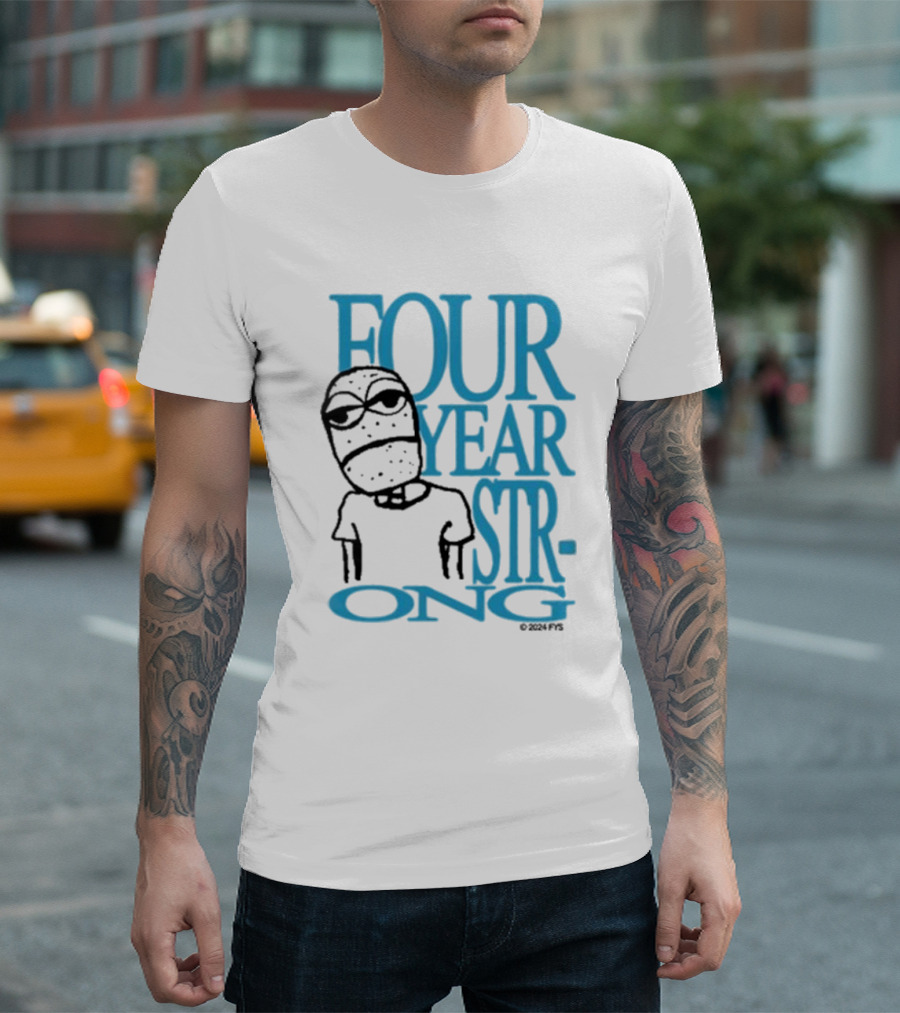 FOUR YEAR STRONG Band Logo With Masked Character T-Shirt