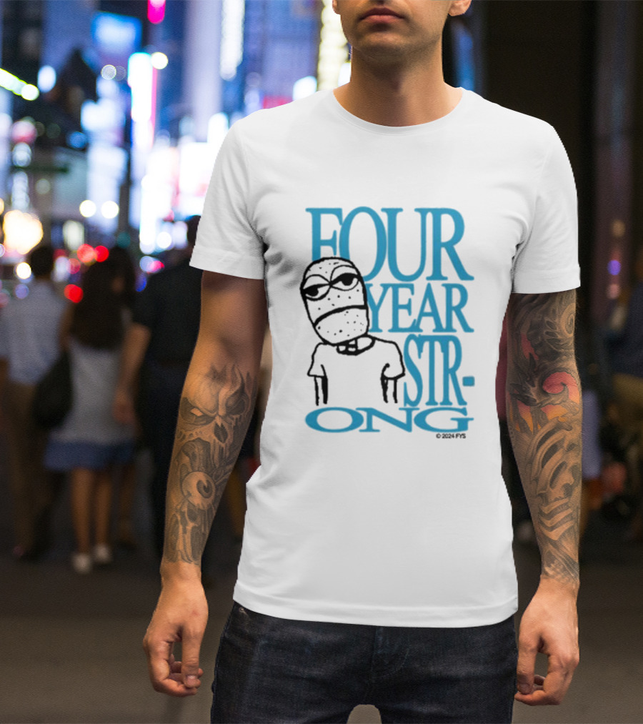FOUR YEAR STRONG Band Logo With Masked Character T-Shirt