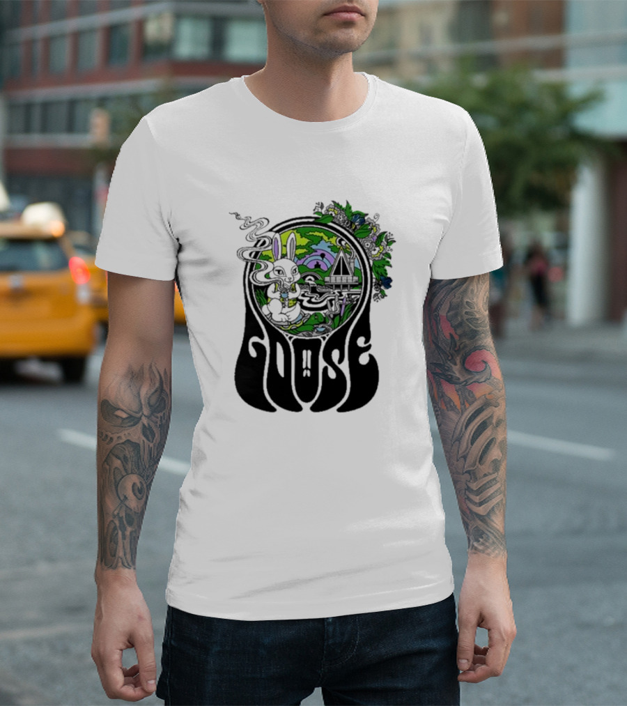Goose Wonderland Psychedelic Rabbit Forest Portal T-Shirt