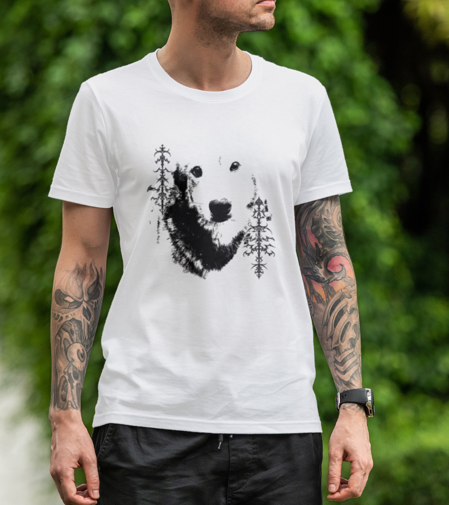 Wolf Face With Stylized Evergreen Trees T-Shirt
