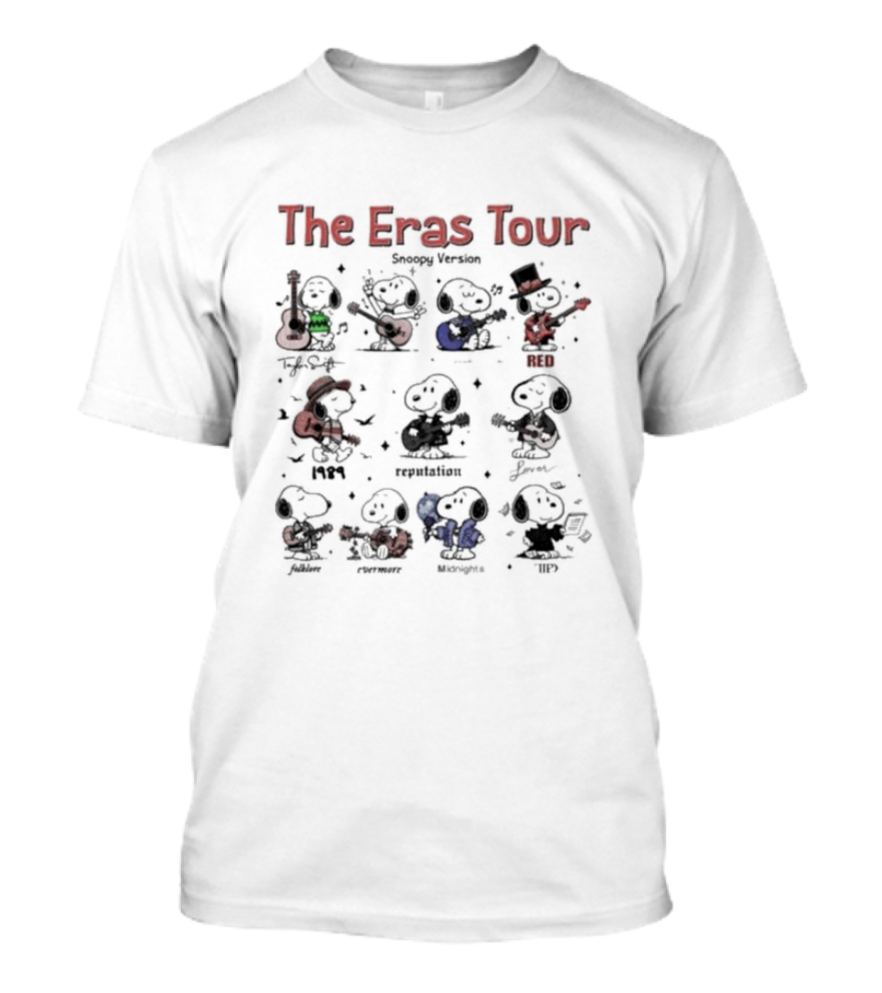 The Eras Tour Snoopy Version Taylor Swift Red 1989 Reputation Lover Folklore Midnights Snoopys T-Shirt