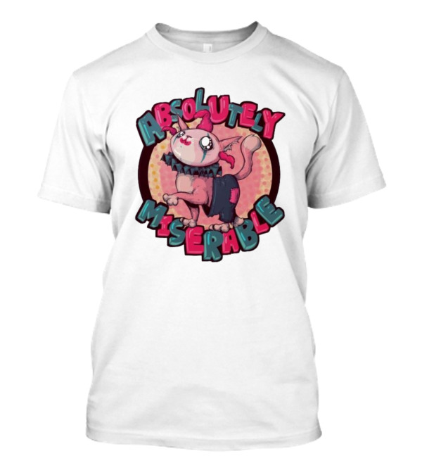 Absolutely Miserable Patchwork Cat With Puffy Text T-Shirt