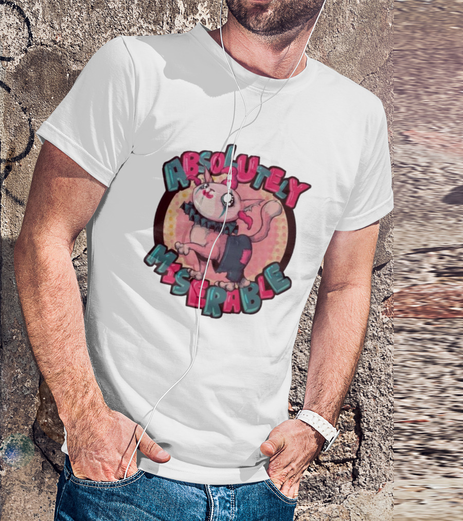 Absolutely Miserable Patchwork Cat With Puffy Text T-Shirt