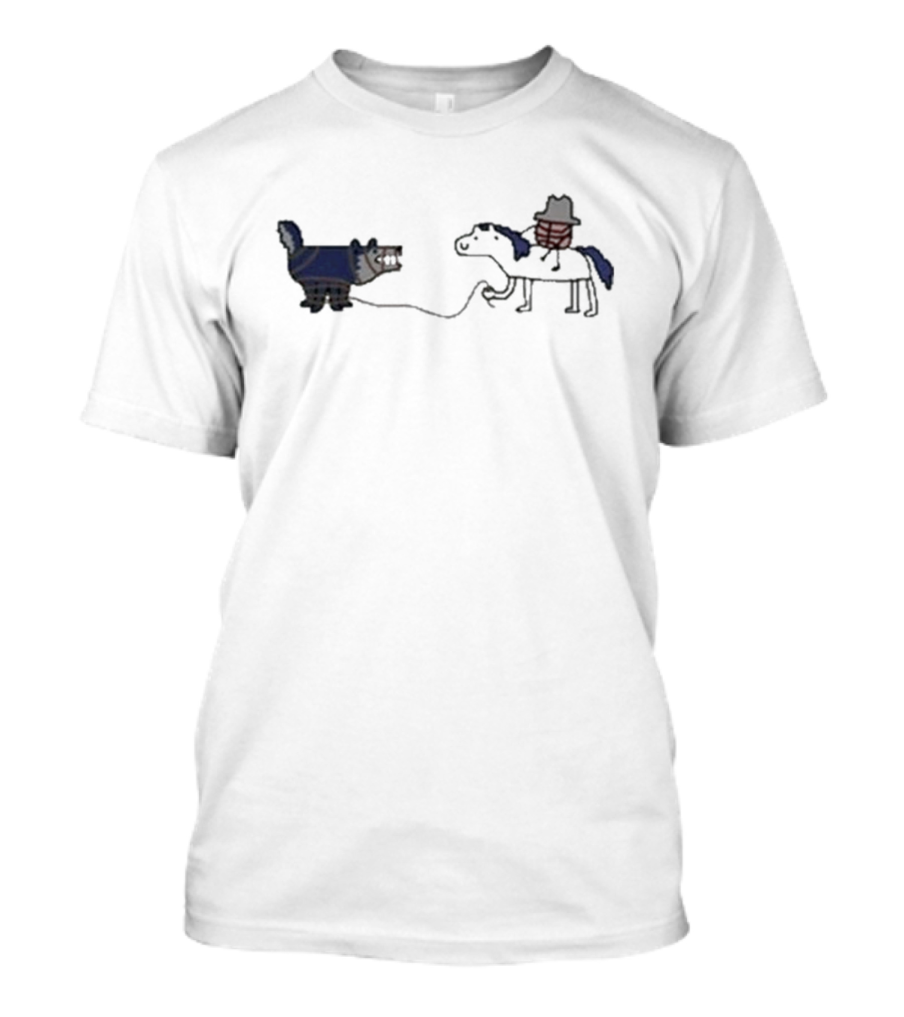 Mavs Tie Up The Wolves Cartoon Cowboy And Horse Roping Wolf T-Shirt