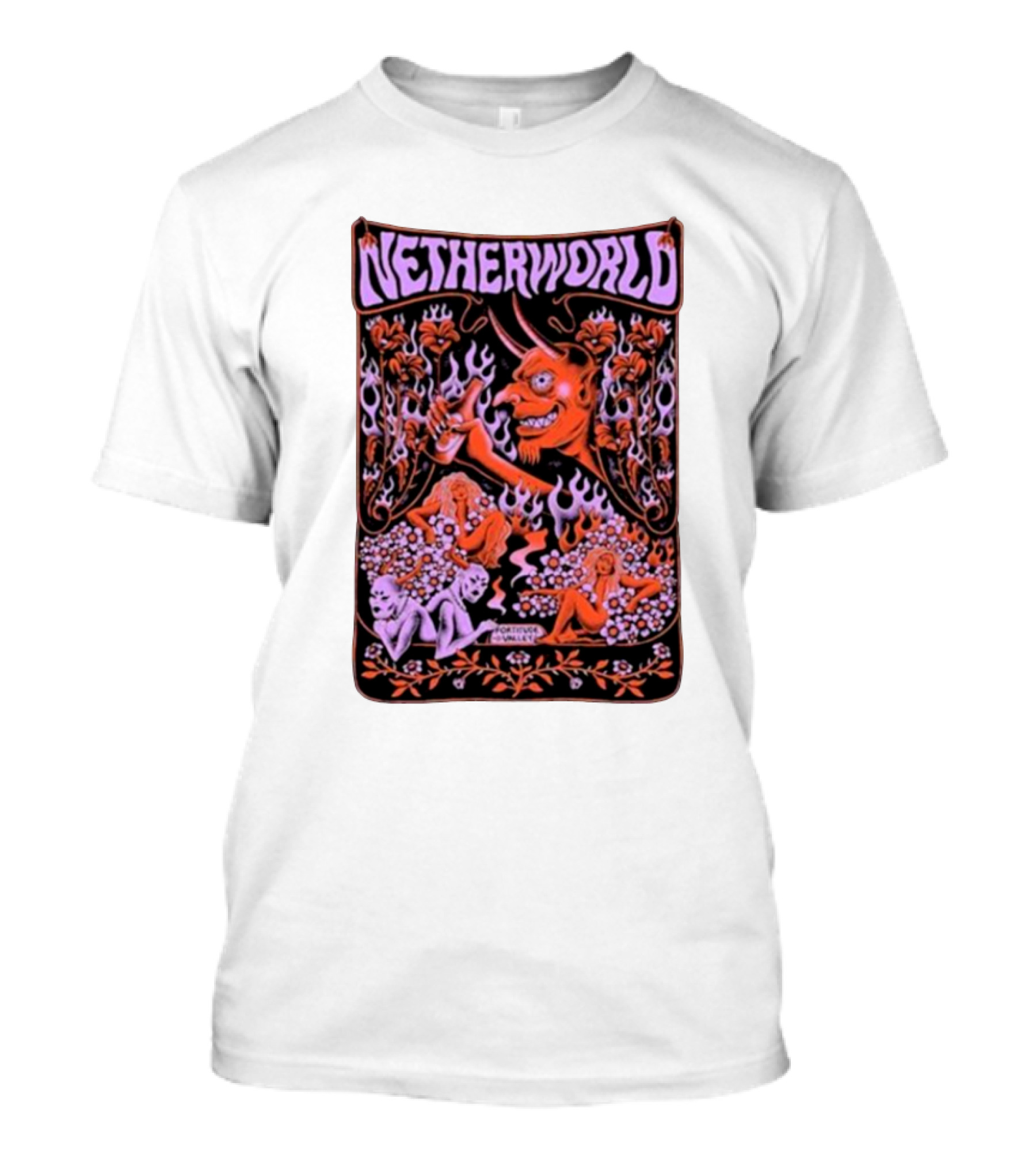 Netherworld Demon And Floral Art Fortitude Valley Prints T-Shirt