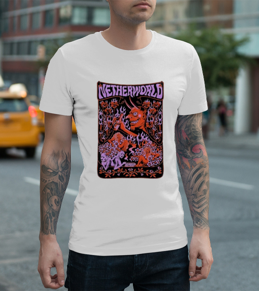 Netherworld Demon And Floral Art Fortitude Valley Prints T-Shirt