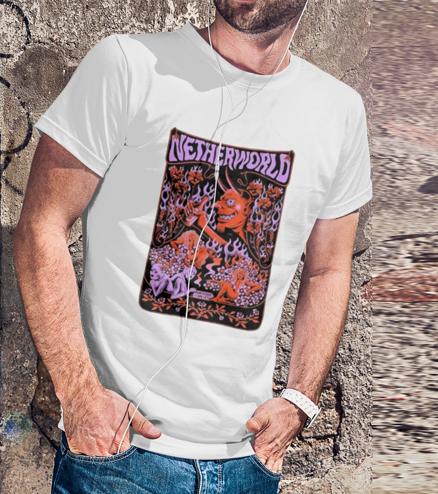 Netherworld Demon And Floral Art Fortitude Valley Prints T-Shirt