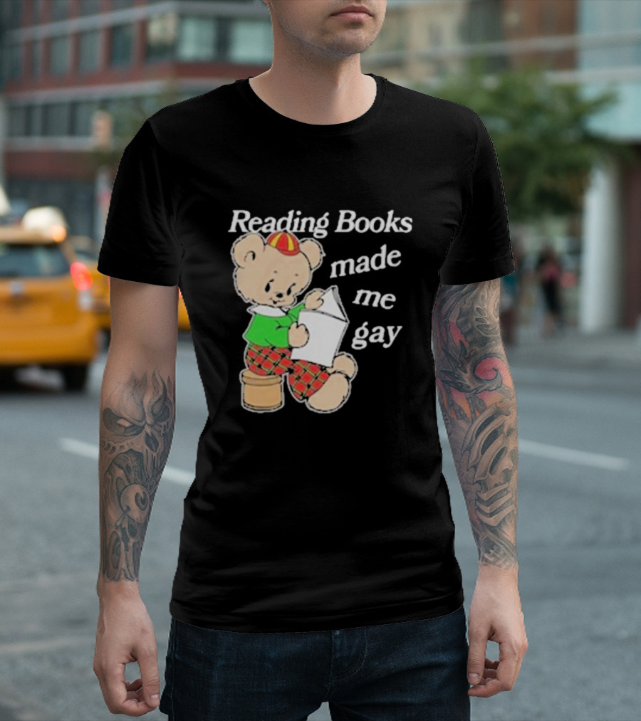 Reading Books Made Me Gay Teddy Bear in Plaid T-Shirt