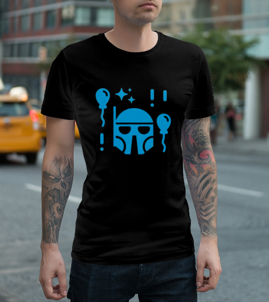 Boba Fett Helmet With Balloons And Stars Youth Star Wars Day T-Shirt