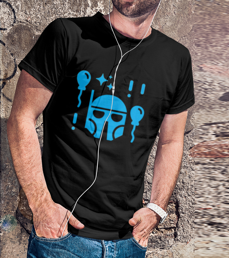 Boba Fett Helmet With Balloons And Stars Youth Star Wars Day T-Shirt