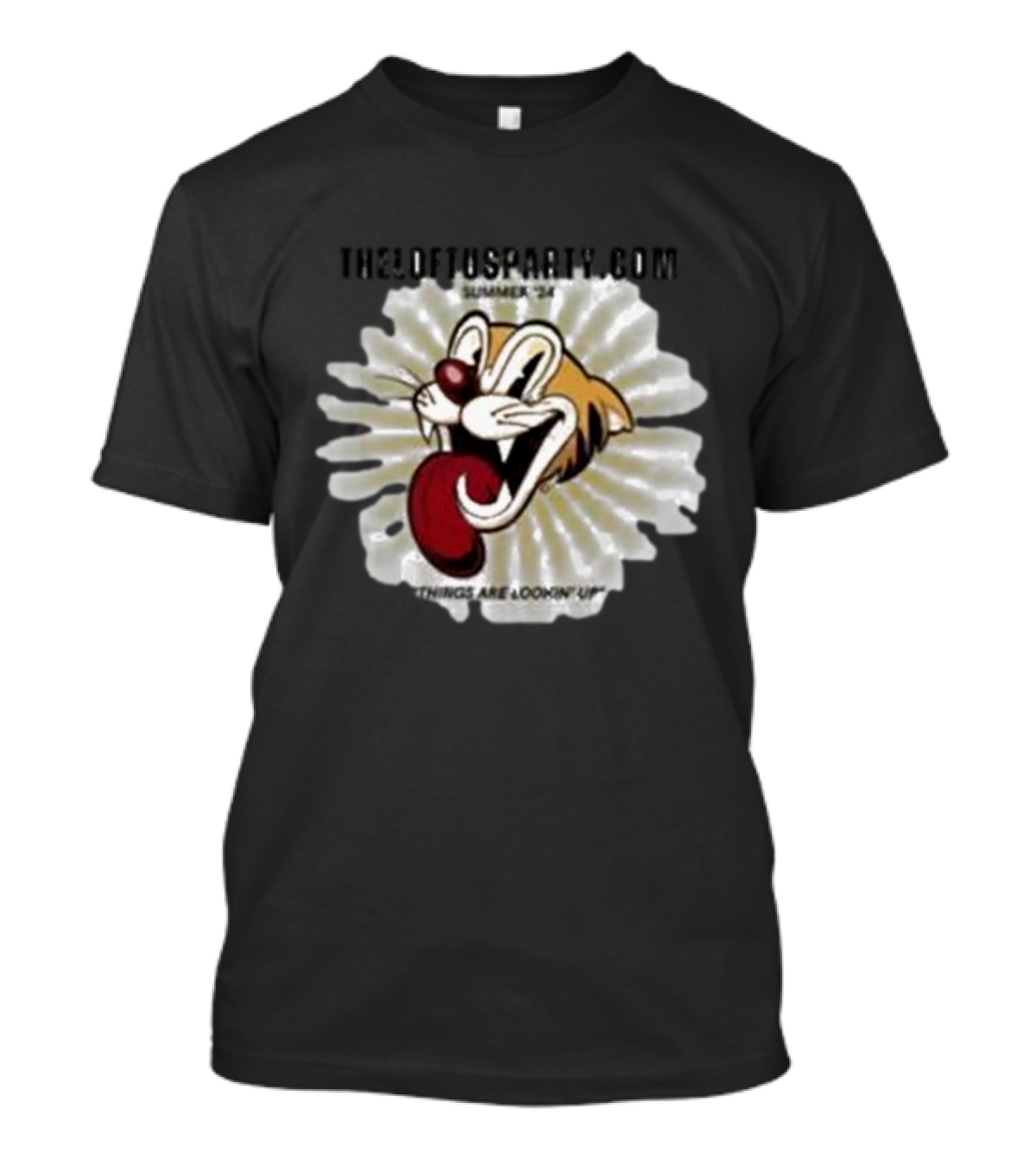 THELOFTUSPARTY.COM Summer ’24 Things Are Lookin Up Playful Cartoon Face T-Shirt