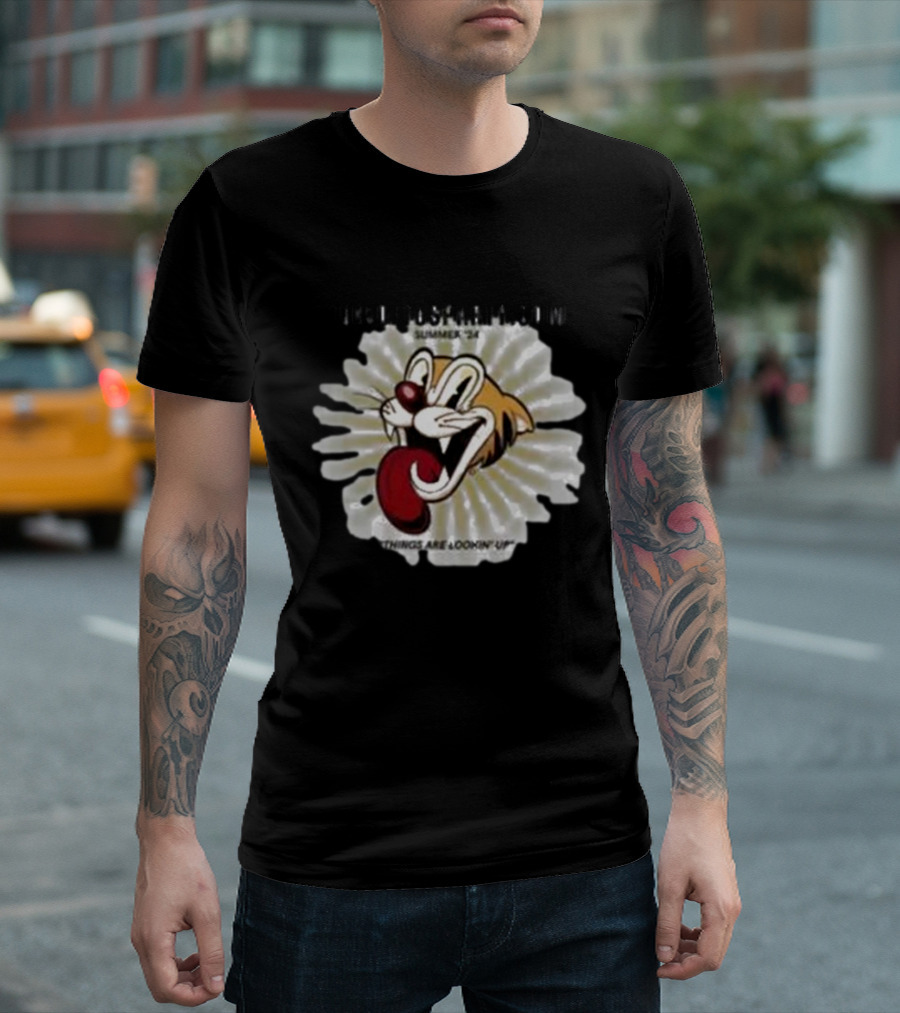 THELOFTUSPARTY.COM Summer ’24 Things Are Lookin Up Playful Cartoon Face T-Shirt