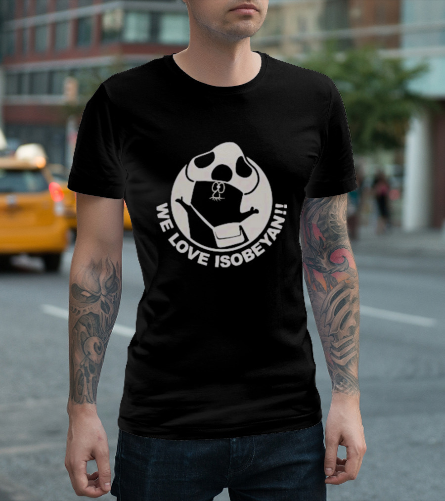 WE LOVE ISOBEYAN Cartoon Mole Character in White Circle T-Shirt