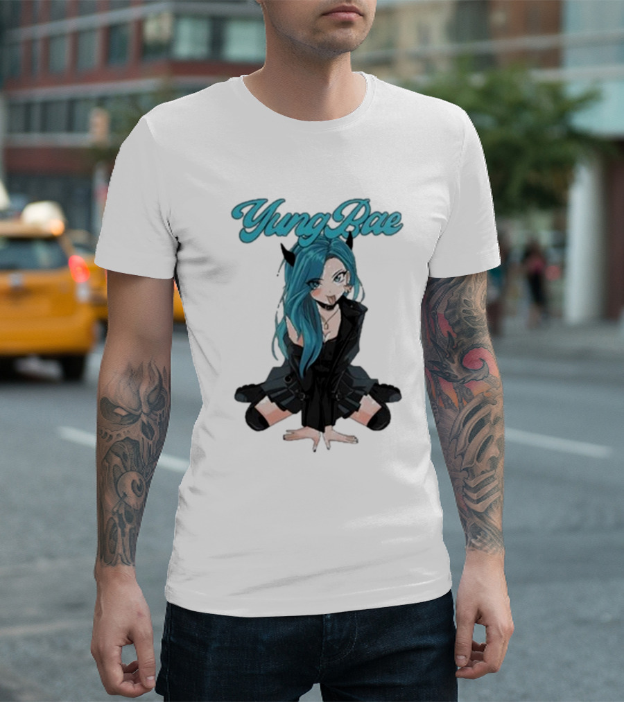 Yung Rae Blue-Haired Goth Anime Girl T-Shirt