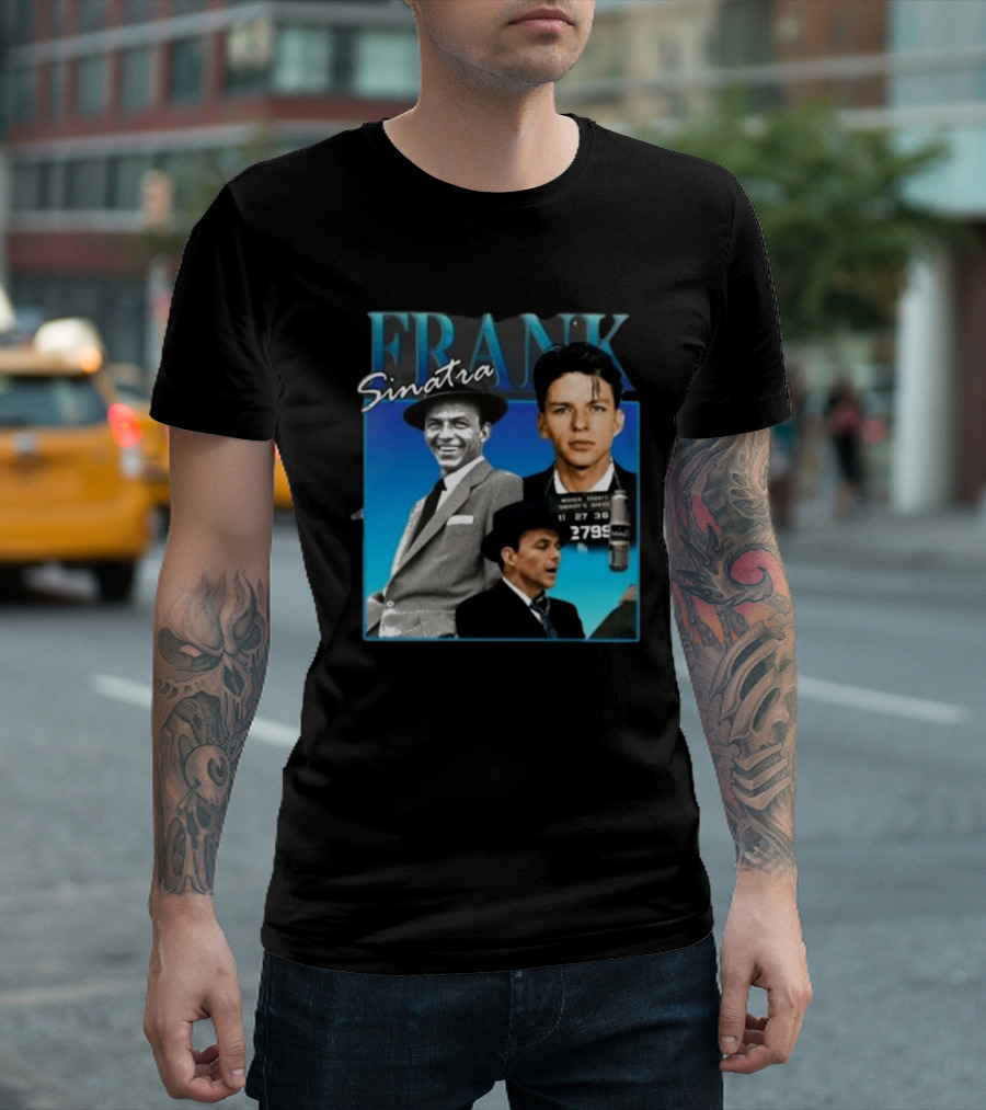 Frank Sinatra Classic Blue Portrait Montage T-Shirt
