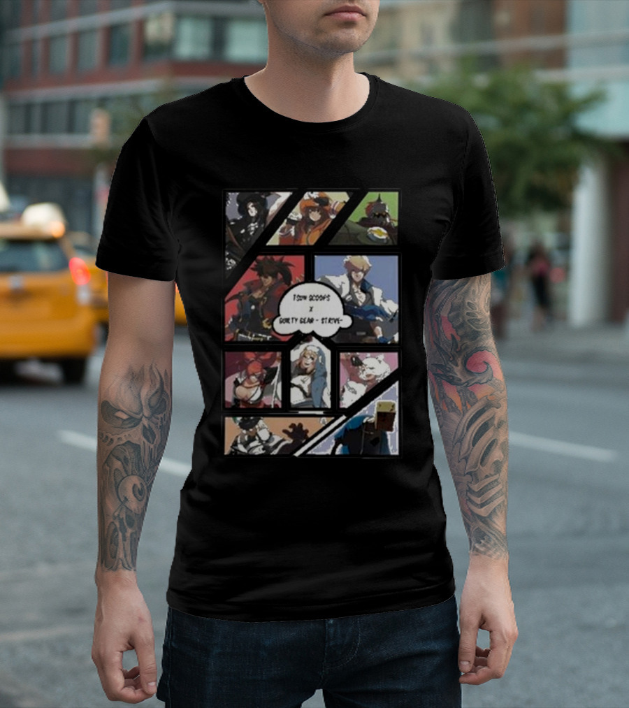 Tsun Scoops Collaboration With Guilty Gear Strive Iconic Characters Panel T-Shirt