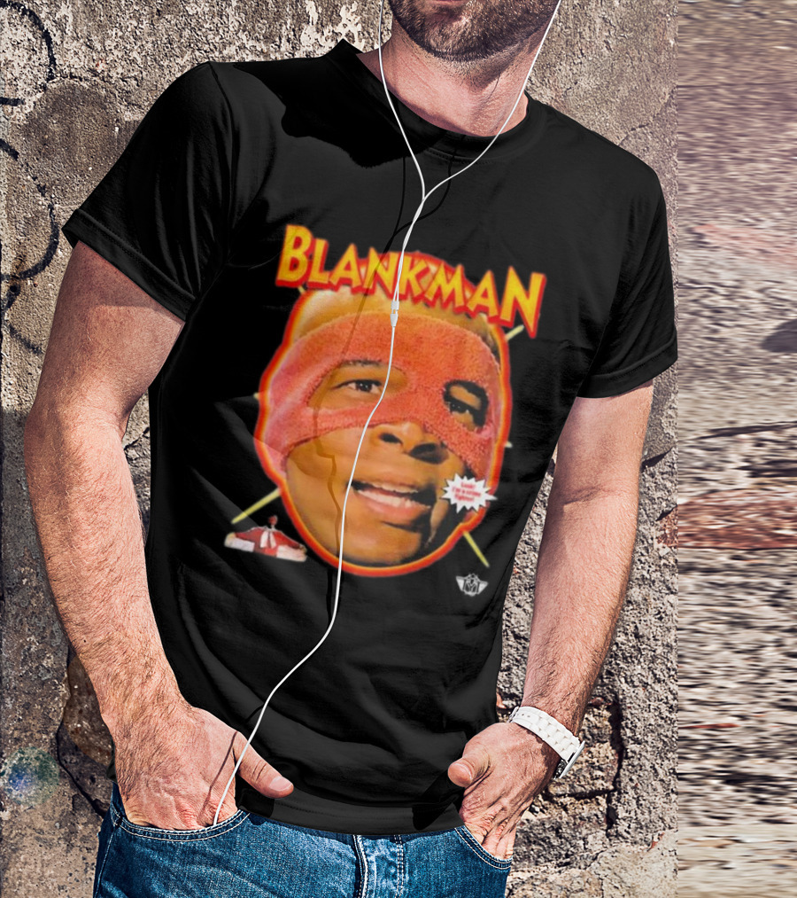 Blankman Heroic Arrival To Save Your Butt With Iconic Masked Superhero Image T-Shirt