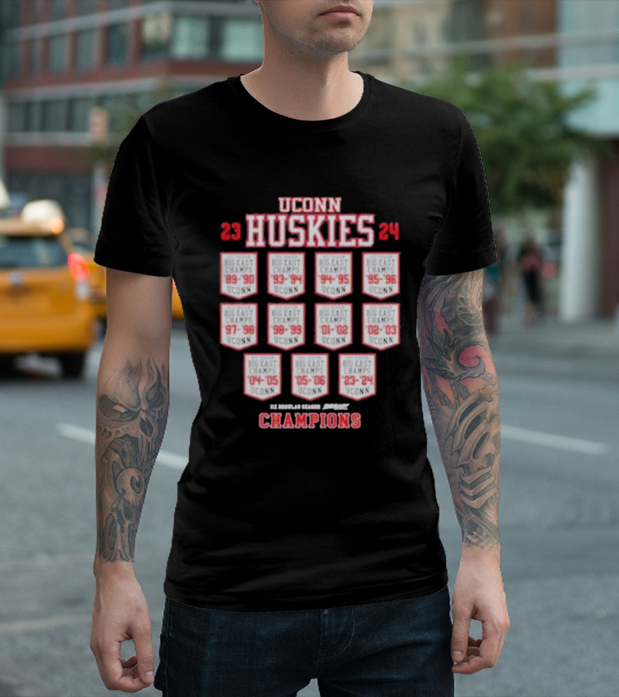 Uconn Huskies 2023-2024 Big East Champions Basketball Achievements T-Shirt