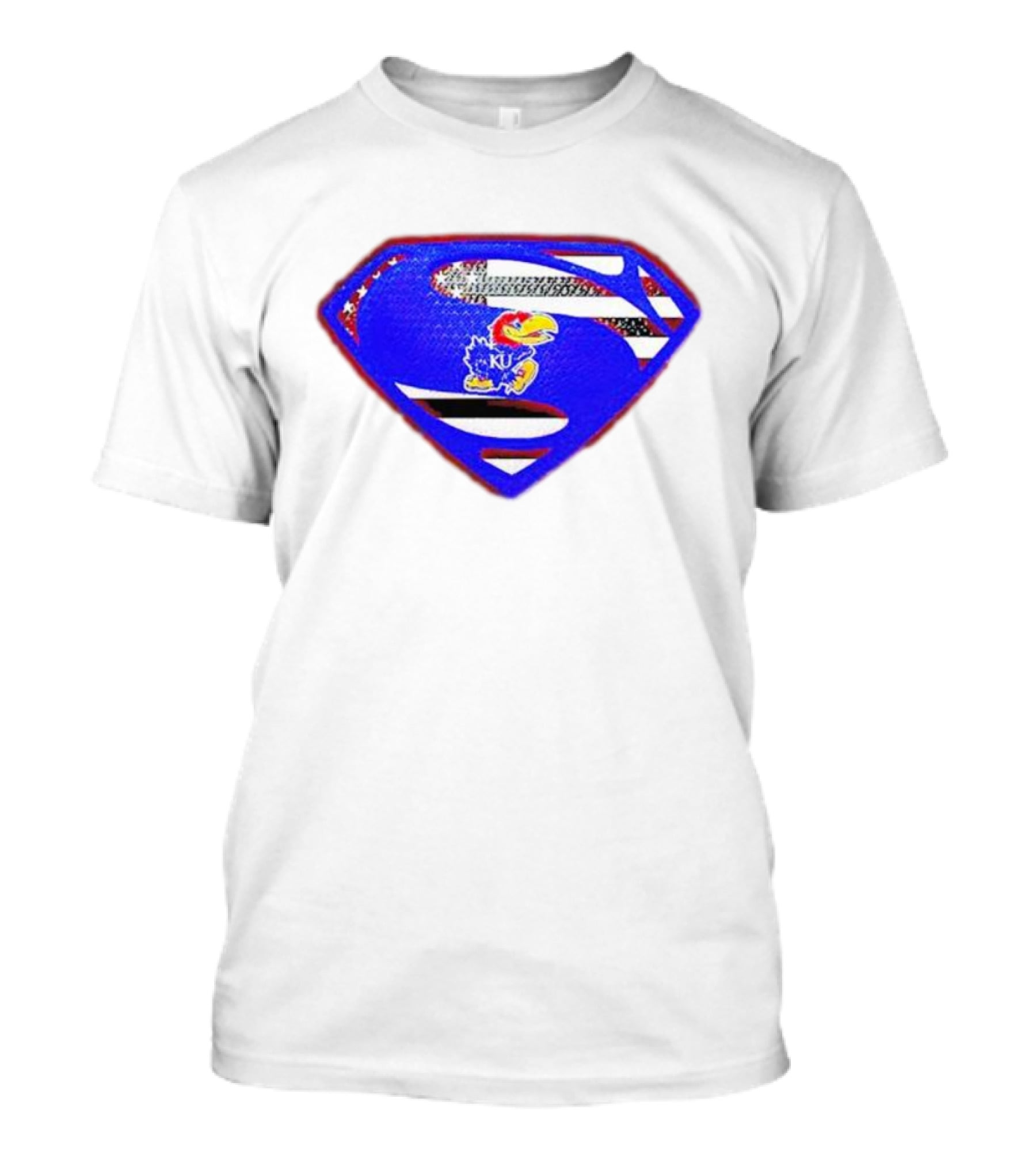 Kansas Jayhawks Superman Logo With USA Flag T-Shirt