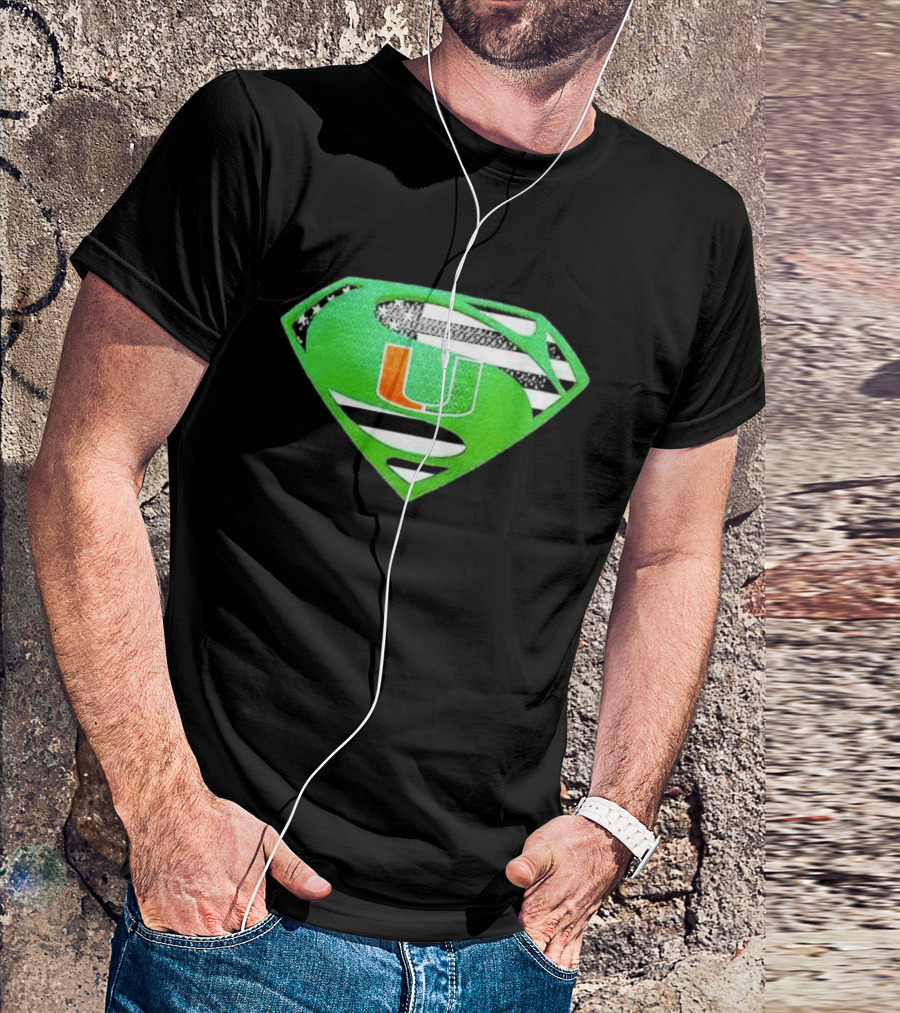 Miami Hurricanes USA Flag Superman T-Shirt