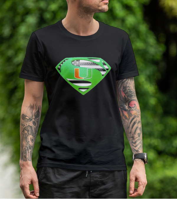 Miami Hurricanes USA Flag Superman T-Shirt