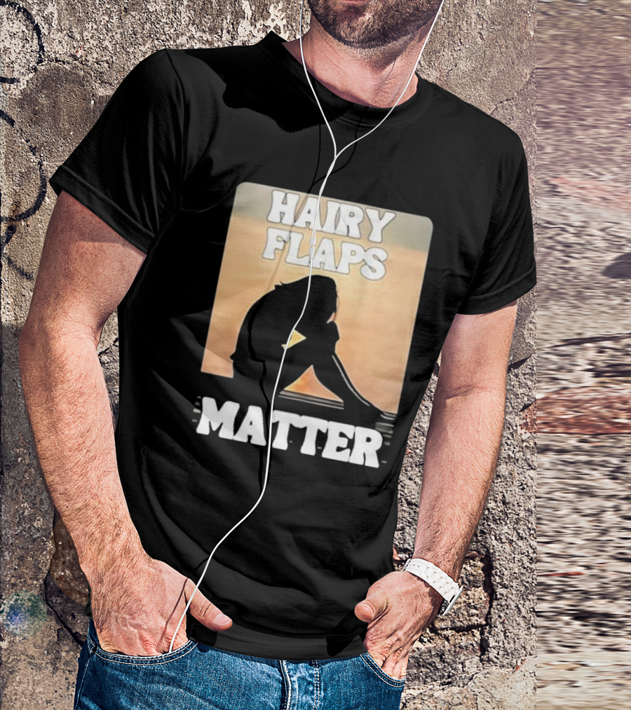 Hairy Flaps Matter Silhouette On Beach Background T-Shirt