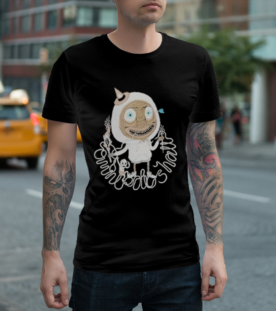 Omnipollos Shast Mr Teeth Alien Mask and Wand Character T-Shirt