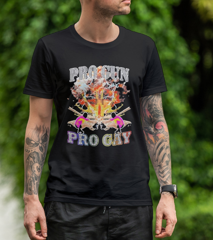 Pro Gun Pro Gay Explosion Duality T-Shirt