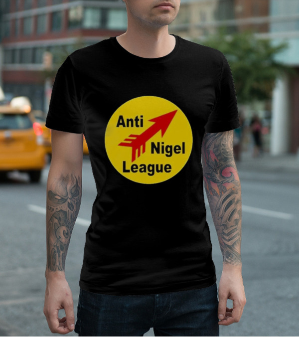 Anti Nigel League Red Arrow Emblem Yellow Circle T-Shirt