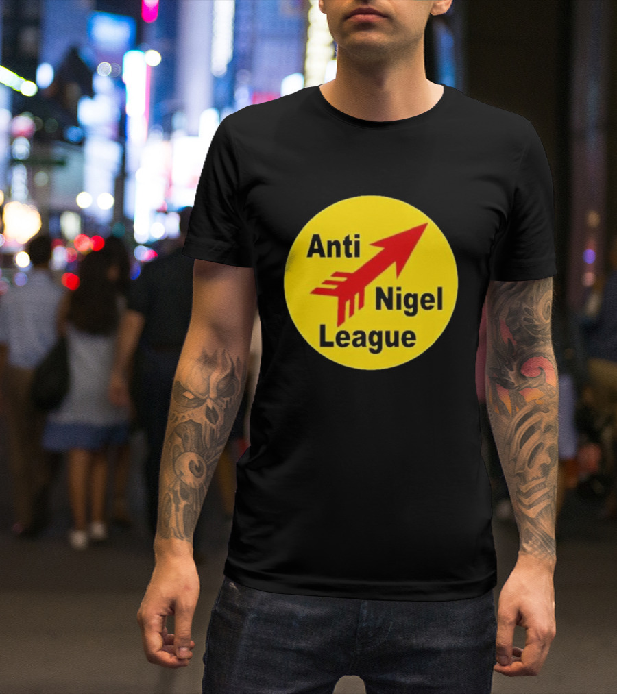 Anti Nigel League Red Arrow Emblem Yellow Circle T-Shirt