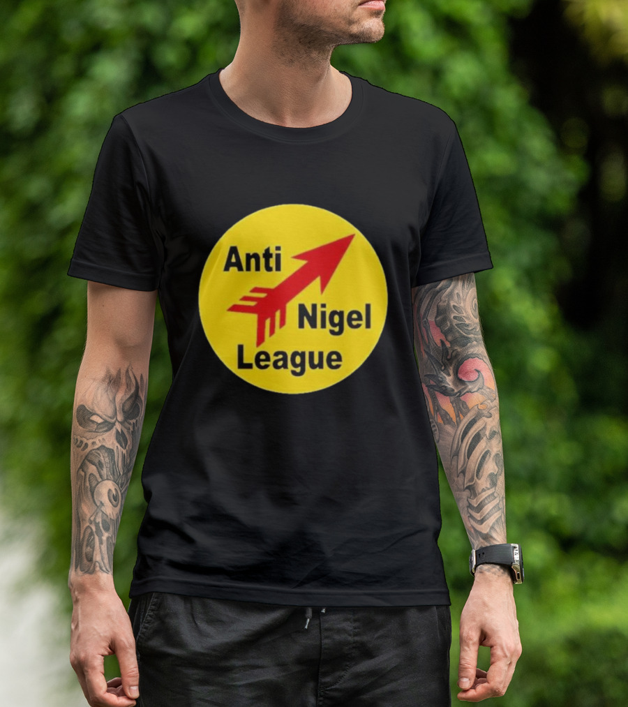 Anti Nigel League Red Arrow Emblem Yellow Circle T-Shirt