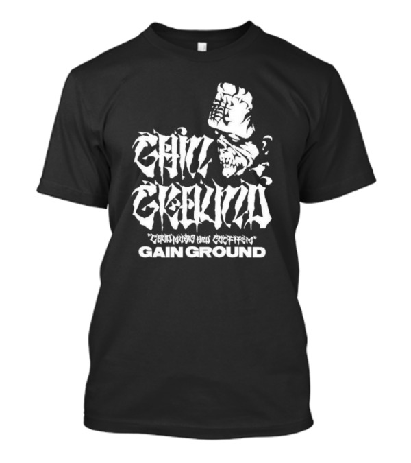 Gain Ground Grinning And Coffin Logo With Skull And Fist T-Shirt