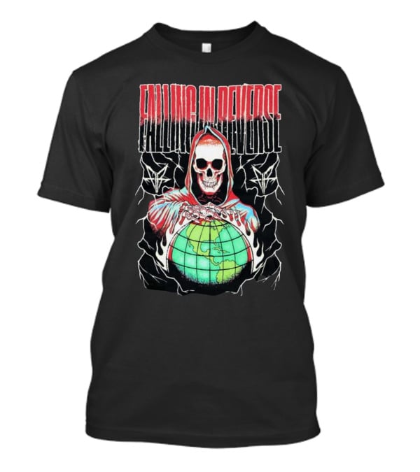 Falling In Reverse Skull Hood Globe T-Shirt