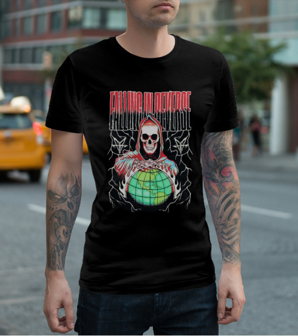 Falling In Reverse Skull Hood Globe T-Shirt