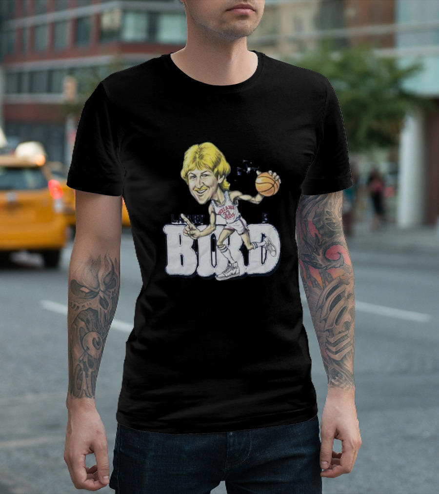 Larry Bird Indiana State Basketball Caricature Signature T-Shirt