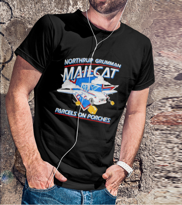 Northrup Grumman Mailcat Parcels On Porches Delivery Truck Clouds T-Shirt