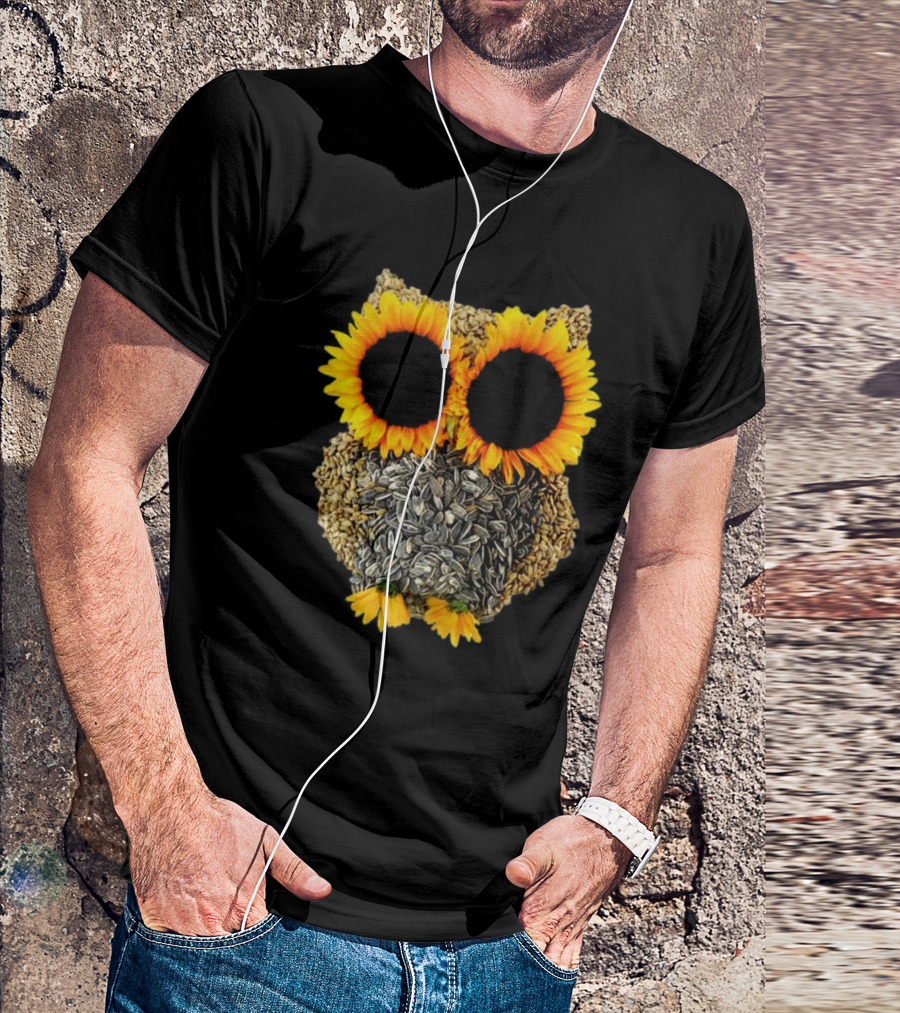 Sunflower Seed Owl With Bright Sunflower Eyes T-Shirt