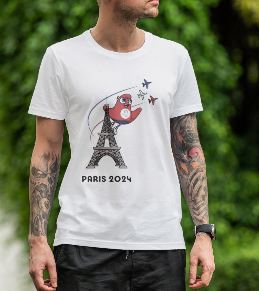 Paris 2024 Eiffel Tower Mascot Planes T-Shirt