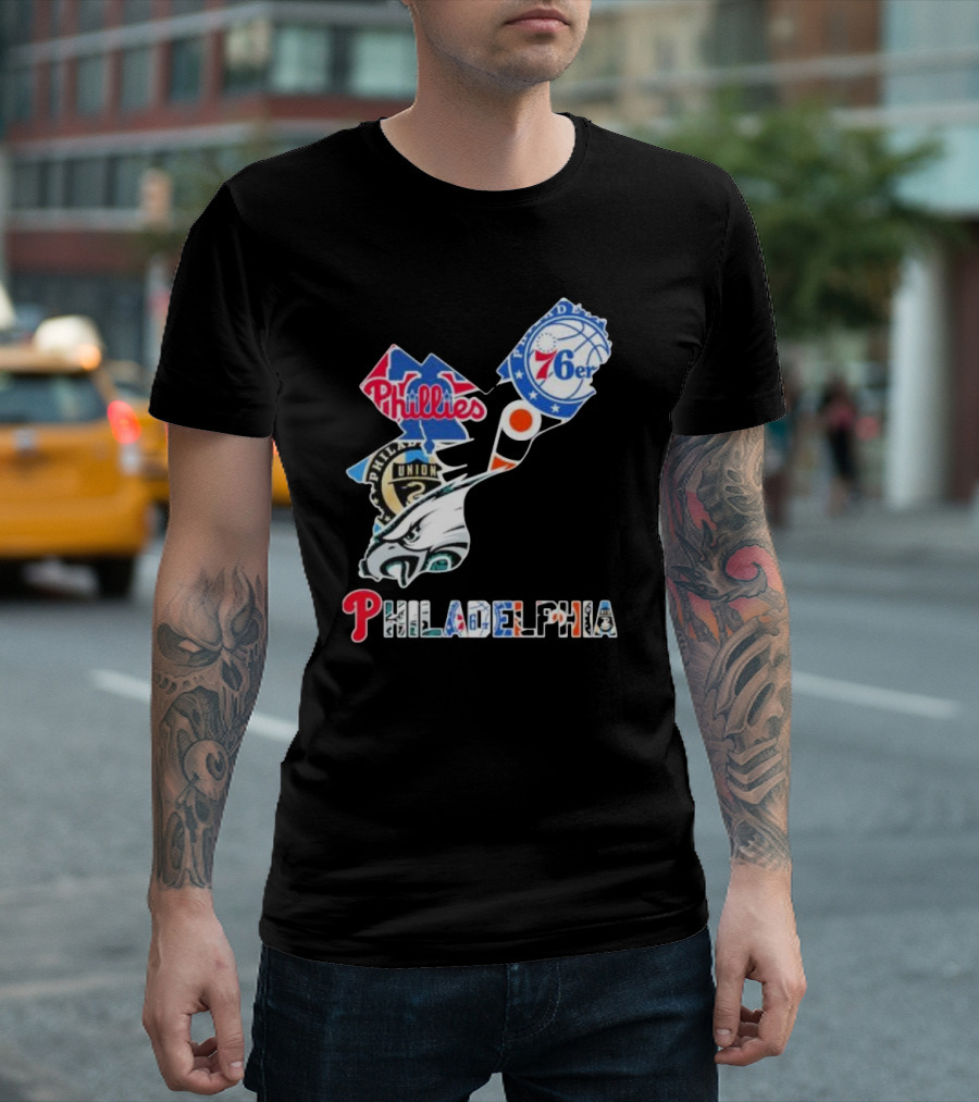 Philadelphia Eagles Phillies 76ers Union Flyers T-Shirt