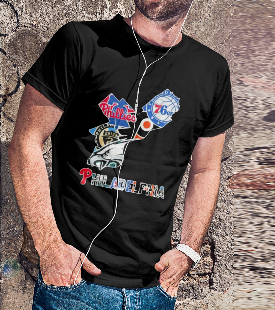 Philadelphia Eagles Phillies 76ers Union Flyers T-Shirt