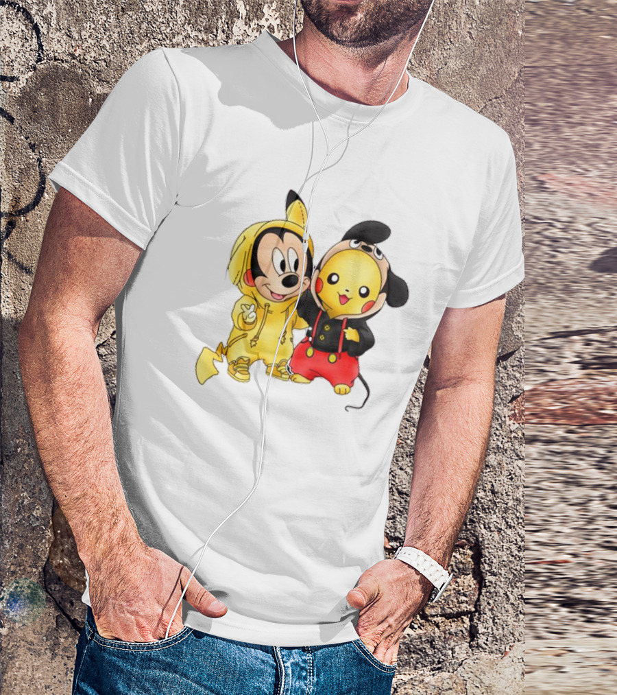 Pikachu Pokemon Mickey Mouse Crossover Fan T-Shirt