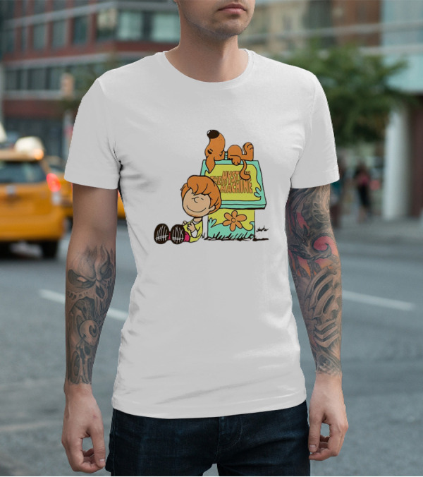 Scooby Doo And Shaggy Rogers Snoopy Style Mystery Machine T-Shirt