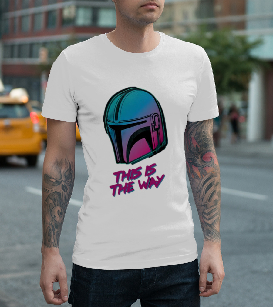 Star Wars The Mandalorian Helmet This Is The Way Neon T-Shirt
