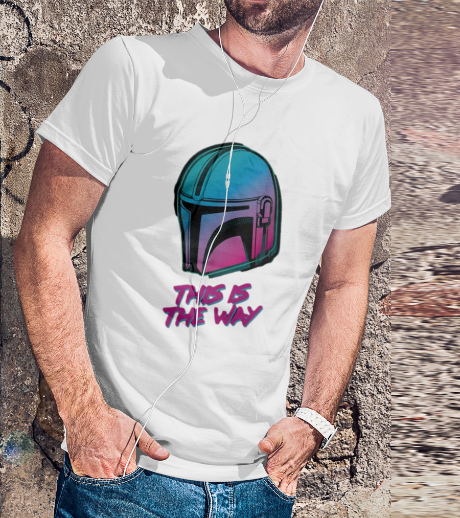Star Wars The Mandalorian Helmet This Is The Way Neon T-Shirt