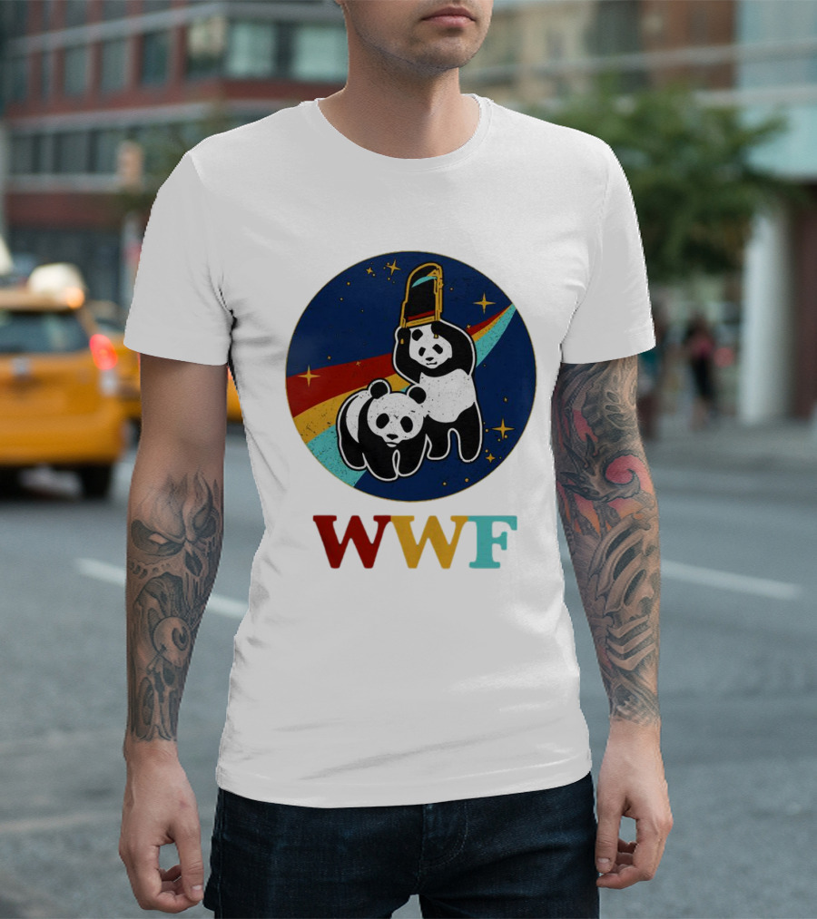 WWF Panda Bear Wrestling NASA Astronauts Space T-Shirt