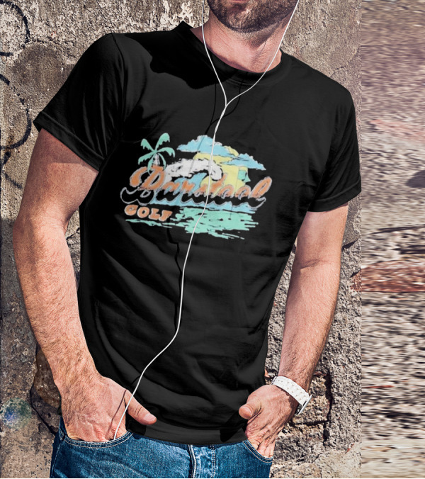 Golf Beach Wave Palm Tree Ocean Sunset T-Shirt
