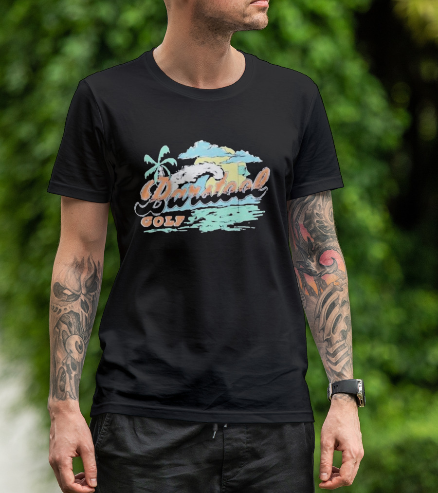 Golf Beach Wave Palm Tree Ocean Sunset T-Shirt